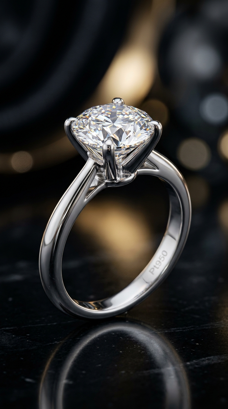 CGV Jewellers diamond solitaire ring in platinum studio lighting